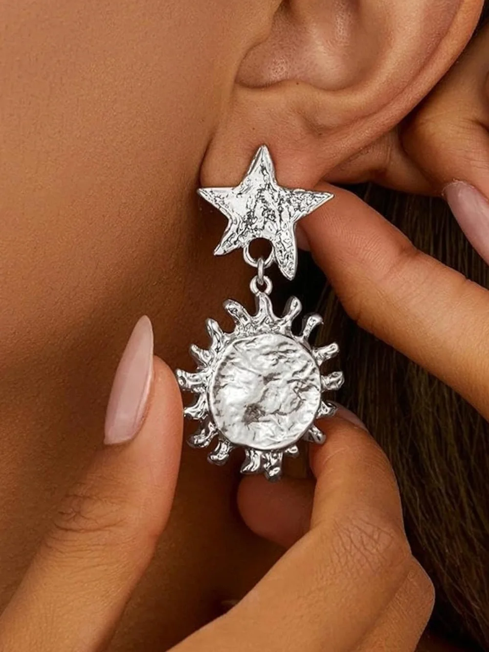 Zara Silver Star and Sun Dangle Earrings